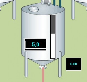 Так я вижу заполнение емкости и уровень продукта в SCADA